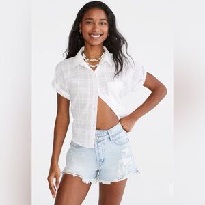 🔥 Vintage Wash Aeropostle Sz 8 High Rise Destroyed Crossover Waist Jean Short